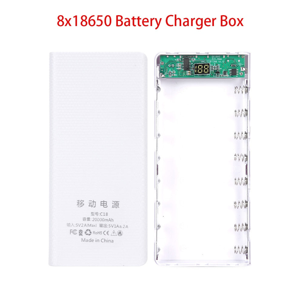 Fast Charging 18650 Power Bank 20000mAh USB Type C 5V Cases Battery Charge Storage Box Without Battery For iPhone Xiaomi Huawei