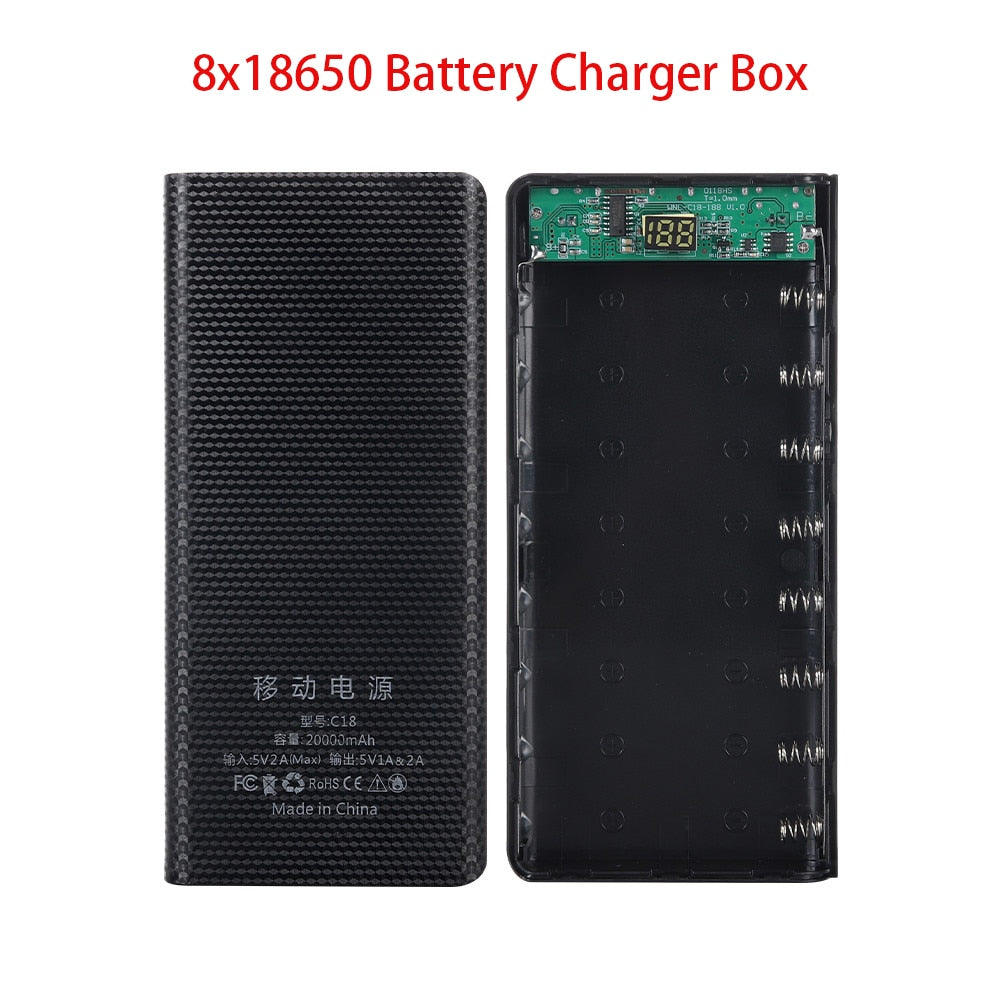 Fast Charging 18650 Power Bank 20000mAh USB Type C 5V Cases Battery Charge Storage Box Without Battery For iPhone Xiaomi Huawei