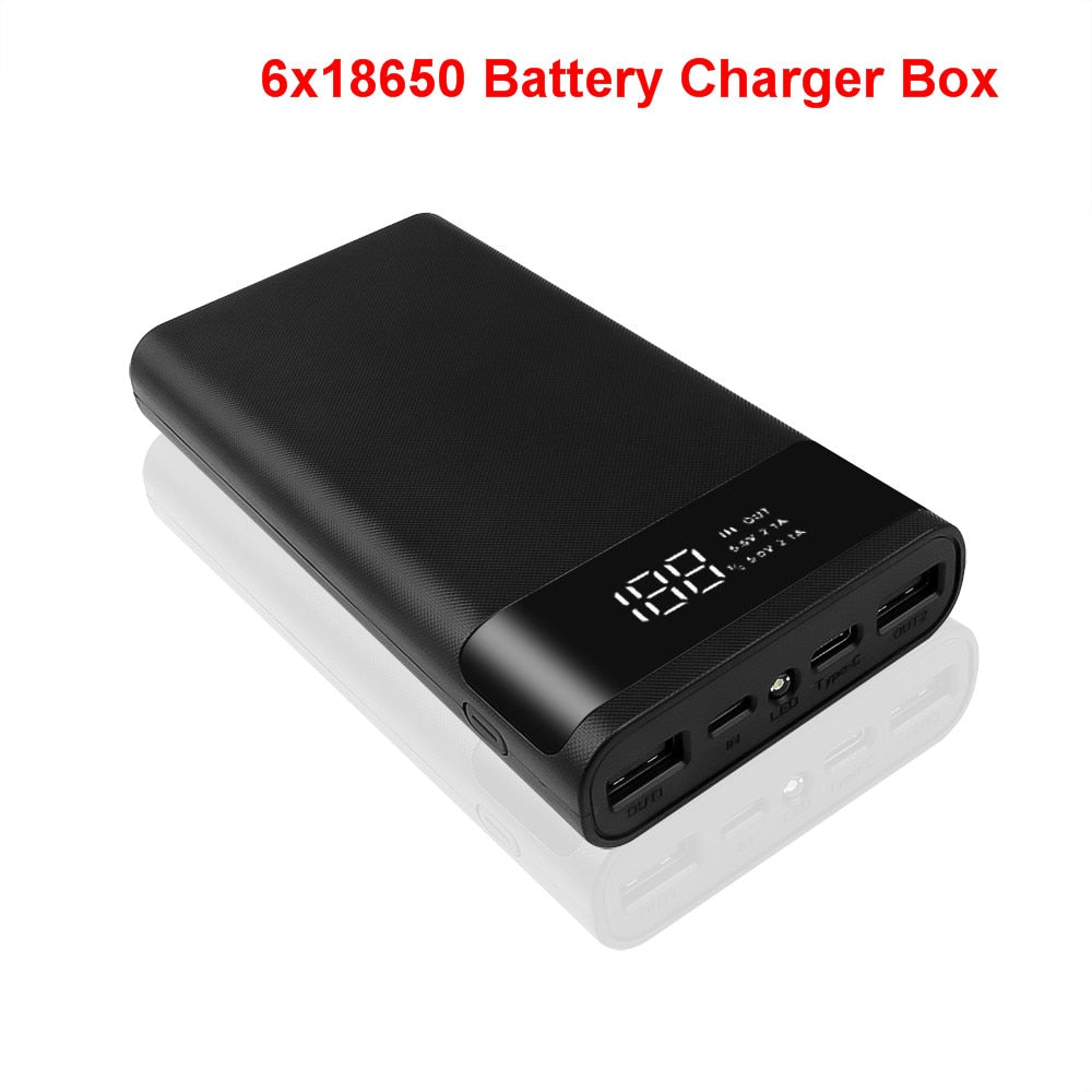 Fast Charging 18650 Power Bank 20000mAh USB Type C 5V Cases Battery Charge Storage Box Without Battery For iPhone Xiaomi Huawei