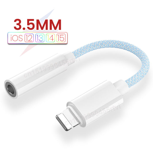 Nylon 3.5mm AUX Cable Adapter For iPhone 14 13 12 Pro Adapter Headphone Connector Mini Audio Splitter for iOS 14 Above Adapter