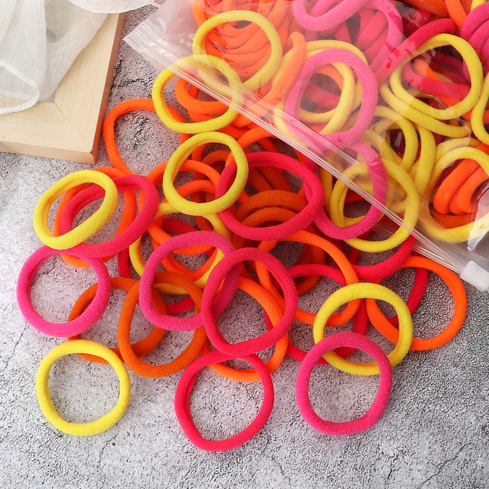 50PCS/Set Women Girls Basic Hair Bands 4cm Simple Solid Colors Elastic Headband Hair Ropes Ties Hair Accessories Ponytail Holder