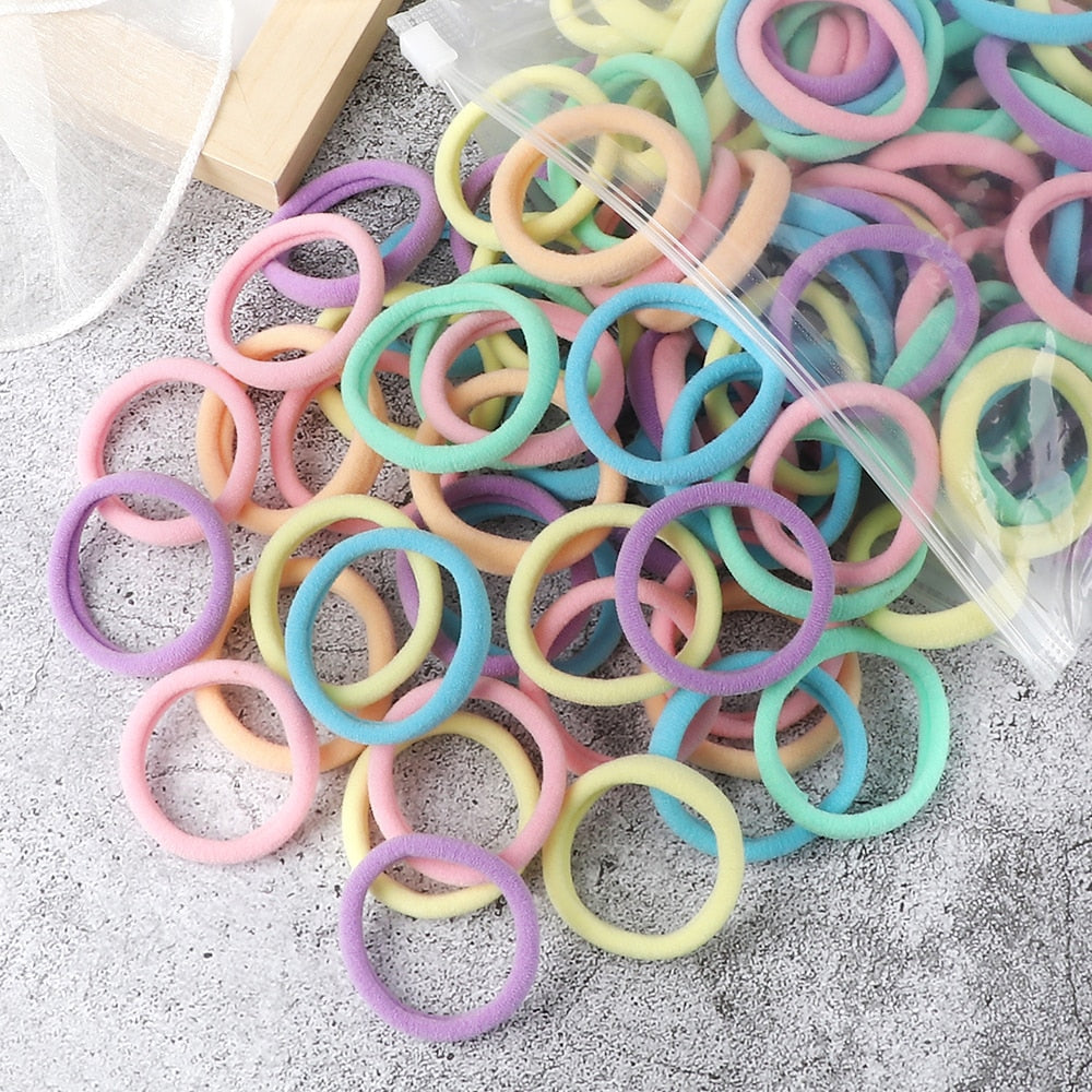 50PCS/Set Women Girls Basic Hair Bands 4cm Simple Solid Colors Elastic Headband Hair Ropes Ties Hair Accessories Ponytail Holder