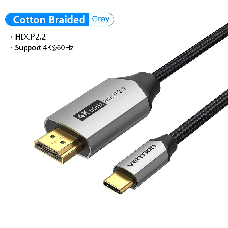 Vention USB C to HDMI Cable 4K Type c HDMI Thunderbolt 3 Adapter for MacBook Samsung Galaxy S10/S9 Huawei Honor Type c to HDMI