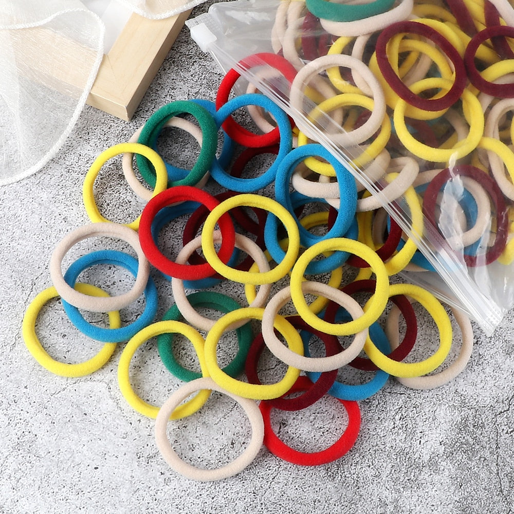 50PCS/Set Women Girls Basic Hair Bands 4cm Simple Solid Colors Elastic Headband Hair Ropes Ties Hair Accessories Ponytail Holder